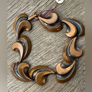 Vintage Art Deco Bracelet 1940s Copper Jewelry Bracelet Large